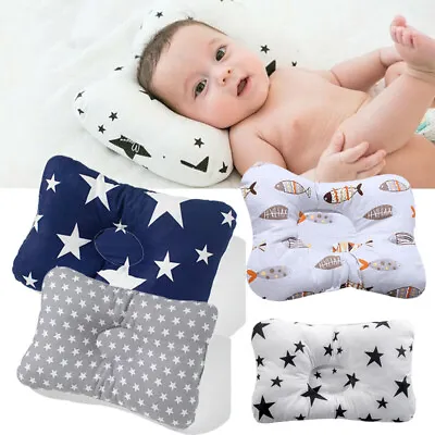 Newborn Baby Cotton Pillow Prevent Flat Head Infant Anti Roll Pillow Positioner • £5.31