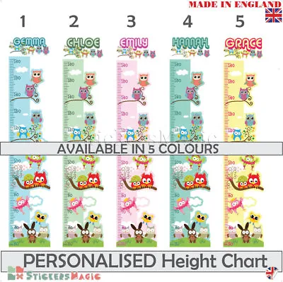 £15.99 • Buy Personalised Height Chart Owl Wall Sticker Girls Bedroom Childrens Nursery Decal