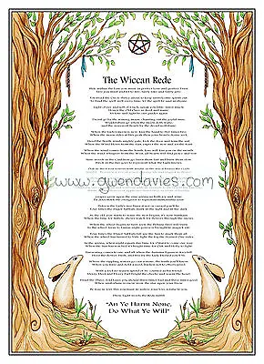 Wiccan Rede Full Version Colour Poster A4 Moongazing Hare Pagan Adult Colouring • £3.85