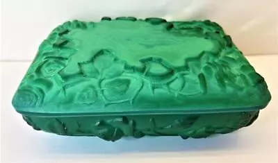 Vintage Czech Schlevogt Ingrid Malachite Glass Trinket Box • $129.99