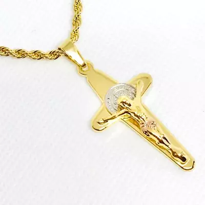 Cross Pendant Necklace Rope Chain For Mens Womens Everyday Necklace Dainty Gold • $44.99