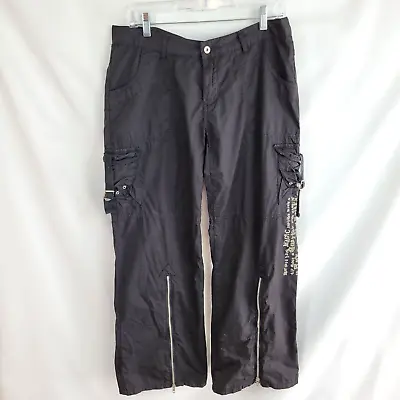 Fox Co. Style Project Black Cargo Pants 42 (35  X 30 ) Pockets Zippers Goth Emo • $72.90