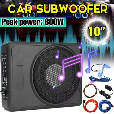 10'' 600W Car Subwoofer Under-Seat Amplifier Speakers Audio Sub Woofer Slim Box • $109.91