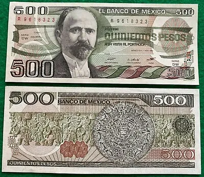 1984 500 Pesos B De M Francisco I. Madero Banknote Billete AU UNC SERIE Prefix • $3.99