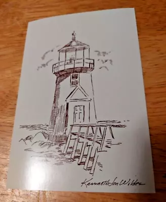 Post Card Lighthouse Cape Cod Artist Signed Kenneth Jon Wildes C. 1984 • $1.50