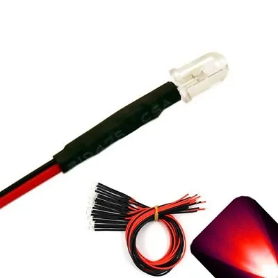 20 X Pre Wired 6v 5mm Red LEDs Prewired 6 Volt DC LED Light RC Prop 5v 4v 3v • $12.62