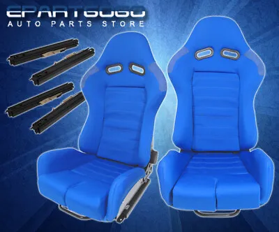 One Pair Of Full Reclinable Style Racing Bucket Seats Drag Circuit Drift Blue • $343.99