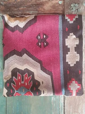 Vintage Old Kilim Turkish Pillow Cover 15  X 15  Wool Hand Woven • $25