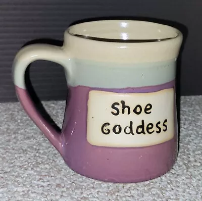 Stoneware Shoe Goddess Coffee Cup Mug Cream Purple Century Pottery 20 Oz • $15.99