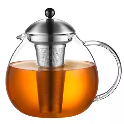 67oz XL Large Glass Teapot With Infuser Stovetop Safe Tea Pots For Loose Tea ... • $31.24