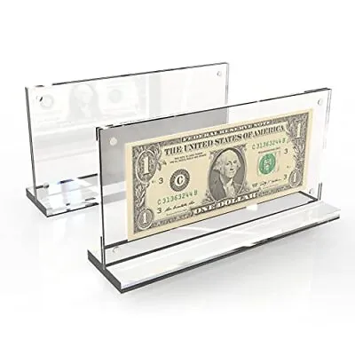 2 Pack Acrylic Bill Display Currency Frame For Collectors Paper Money Protector • $19.57