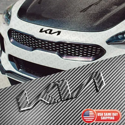 $24.99 • Buy For New KIA Front Or Rear Carbon Fiber Logo Emblem Nameplate Badge Sport 2021+