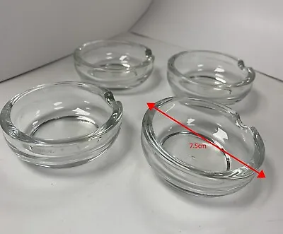 4 Small Mini Glass Ashtray Round Cigarette Smoking Ash Tray Home Pub Garden • £8.99