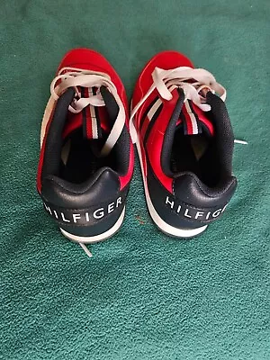 Ladies 5 Tommy Hilfiger Athletic Shoes Red Multi Color Very Nice Condition • $19