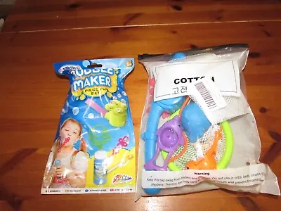 £8.60 • Buy Bundle Of Children's Bath Toys - Hook & Net Fishing Game & Bubble Kit - All New