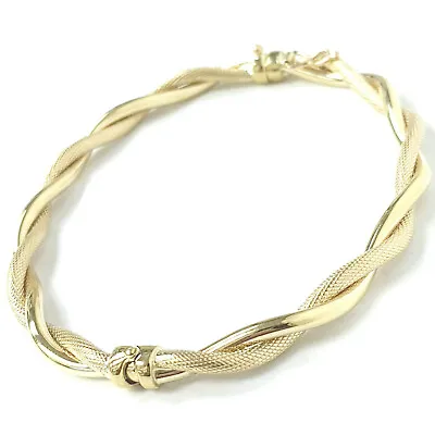 9ct Gold Ladies Bangle Twist Design Hinged Safety Catch 3.5g 6.5 Inch • £265