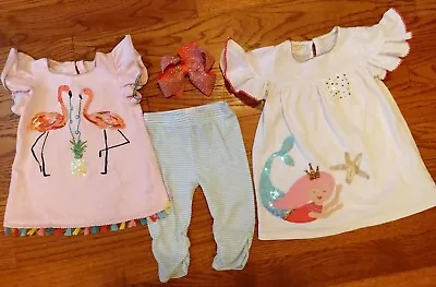 Toddler Girl Mud Pie Mermaid Dress & Flamingo Outfit. Sz. 3T. EUC! • $33