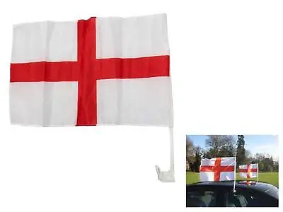 Set Of 2 England Car Window Flags St Georges Cross World Cup Euro 2024 Football • £5.99