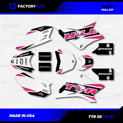 $39.99 • Buy White & Pink Shift Racing Graphics Kit Fits 06-23 YAMAHA TTR50 TTR 50 Decal