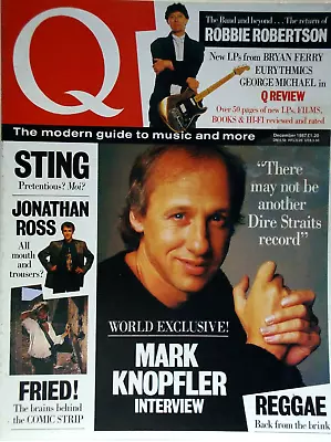 Q MAGAZINE #15 MARK KNOPFLER Comic Strip STING Gaye Bykers On Acid Sept 1987 • £4.50