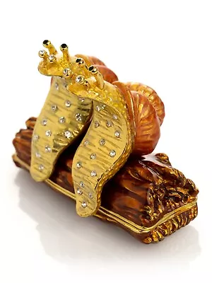 Snails Sitting On A Log Trinket Box Hand Made By Keren Kopal &Austrian Crystals • $3.25