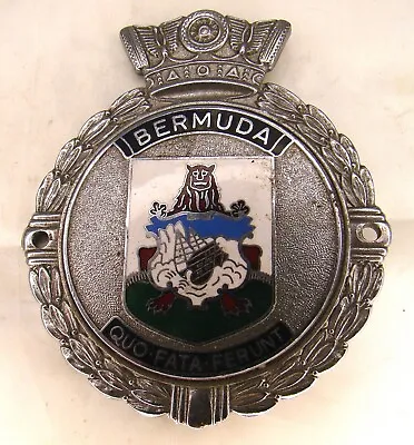 Rare Old Heavy Chrome Car Mascot Badge Circa 1960’s Bermuda Crest By J R Gaunt • $170.99