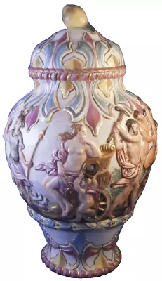 Antique 19thC Doccia Porcelain Capodimonte Relief Scene Urn Vase + Lid Porzellan • $1586.75