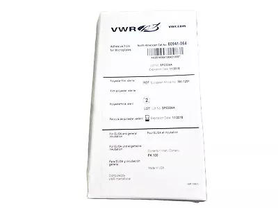 VWR Adhesive Microplate Film Polyester Sterile 77.5µm 60941-064 (Case Of 100) • $32.19