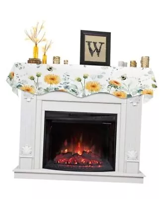 Mantle Scarf Spring Floral Bee Eucalyptus Leaves Fireplace 70 X 17 Inch Daisy • $29.03