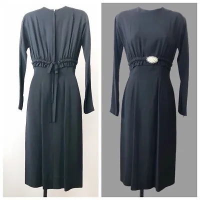 50s/60s Mr. Mort Black Empire Waist Sheath Vintage LBD Cocktail Dress • $140