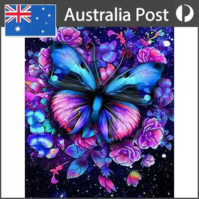 5D DIY Diamond Painting Kits Full Round Drill Purple Butterfly Wall Picture • $13.89