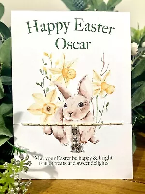 Easter Card Wishing Bracelet Personalised Bunny Gift Egg Hunt Basket Friend Kids • £3.99