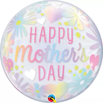 22  Happy Mother's Day Floral Pastel Bubble Balloon - Qualatex Party Supply • $6.79