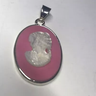 Beautiful Mother Of Pearl Faux Cameo Pendant • $12.99