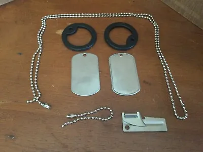US Military 1969 Dog Tags De- Bossed Print 2-Silencers 1 P-38 & 2 Chains • $25