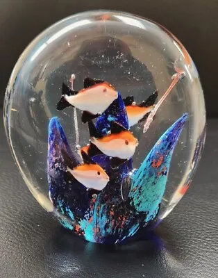 Murano Art Glass Fish Aquarium 3D  Vtg Collectible Multicolor Glass Paperweight  • $29.99