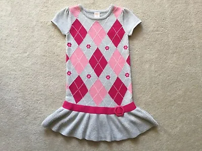 New Gymboree Smart And Sweet Girl's Size 5 Argyle Sweater Dress NWT Pink Gray • $19.99