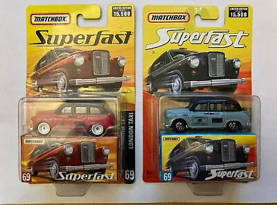 Lot Of (2) MATCHBOX SUPERFAST Red And Gray London Taxi's! New! • $16.99