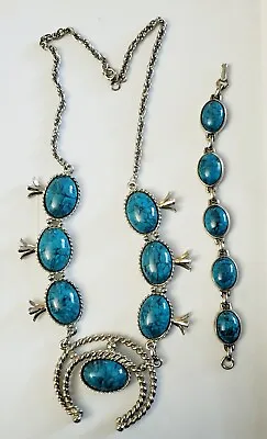 Vintage Southwestern Native American Style Turquoise Necklace & 7  Bracelet 4 Oz • $59.99