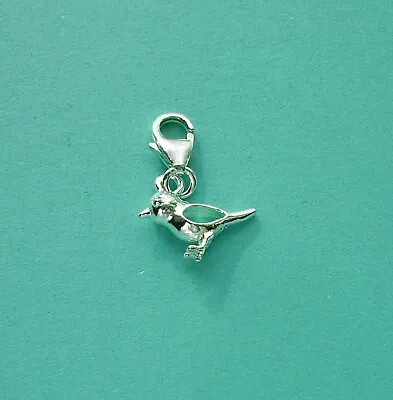 Clip On 925 Solid Sterling Silver SPARROW Charm With TRIGGER LOBSTER CLASP  • £6.50