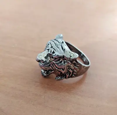 Ancient Viking Sterling Silver Ring Tiger Engraved Size 9 • $45