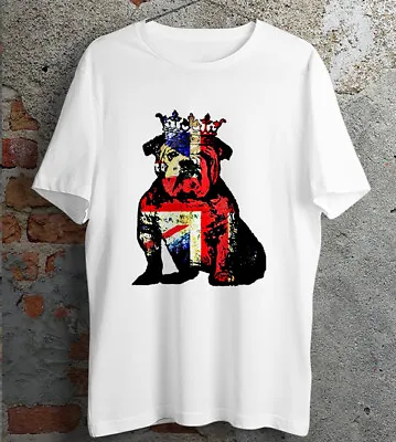 British Bulldog T Shirt Queens Platinum JUBILEE Union Jack Flag Gift Present Tee • £7.99