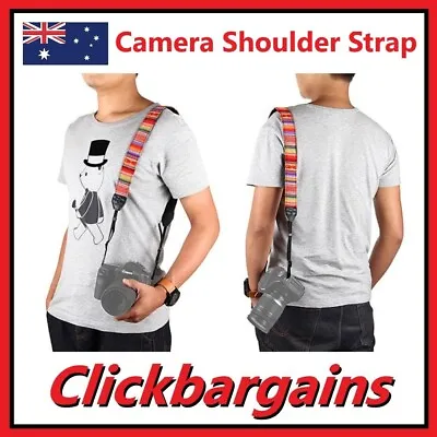 CAMERA SHOULDER STRAP  Colourful Vintage Style For Canon Nikon Sony Olympus Etc. • $10.95