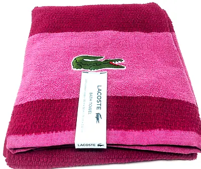 Lacoste Bath Towel Pink 100% Cotton Great Gift Idea • £27.97