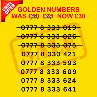 £30 • Buy New Vodafone GOLD VIP BUSINESS EASY MEMORABLE MOBILE PHONE NUMBER SIM CARD THREE
