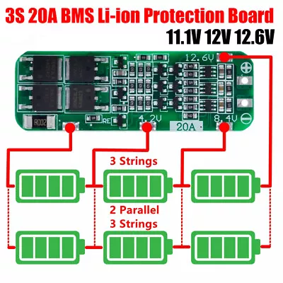 3S 20A PCB BMS Li-ion Battery Protection Board 18650 12.6V Lipo Cell Module • £3.46