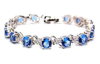 Silver Tanzanite & White Topaz 16ct Bracelet (Free Gift Box) • £24.99