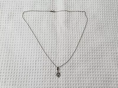 Vintage AVON 925 Sterling Silver Necklace With Diamonds Accents Pendant 18 Inch • $10.99