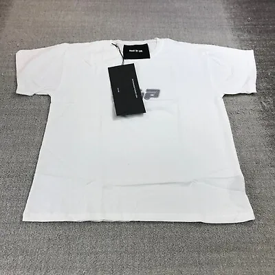 New HBA Shirt Mens Medium Spell Out Hood By Air Tee White Gray Streetwear • $68.88