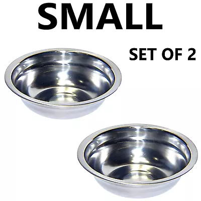 Set Of 2 Dog Cat Pet Bowl Dish Metal STAINLESS STEEL Silver New XXS-XXL • $10.95